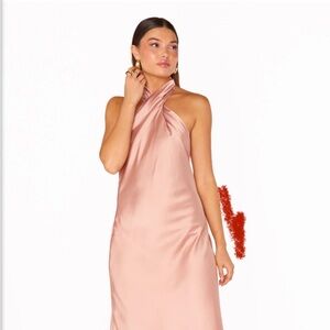 Show Me Your MuMu Pink Halter Sheath Midi Dress